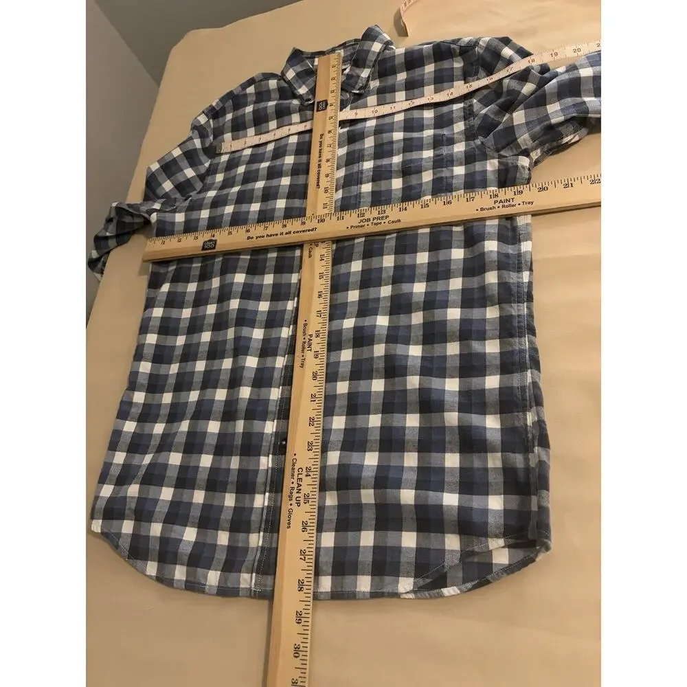 Banana Republic Slim Fit Men's Blue White Plaid Button Down Medium Long Sleeve